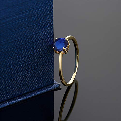 Gem Stone King 10K Yellow Gold Gemstone Birthstone Solitaire Engagement Ring | Round 6MM | Wedding Anniversary Promise Ring For Women | Available in Size 5,6,7,8,94