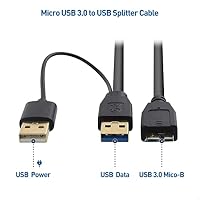 Cable Matters 5Gbps Micro-USB-3.0-Y-Splitterkabel, 0,5m (Packung mit 2) – Ansicht 2