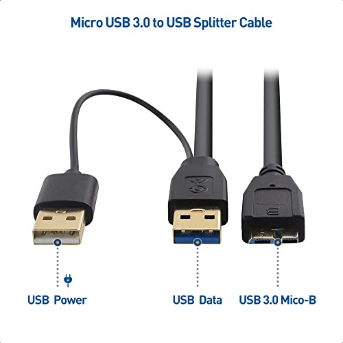 Cable Matters Micro Usb 3.0 To Usb Splitter Cable (Usb Y-Cable, Usb Y Cable) 20 Inches #TOP1