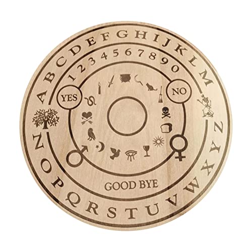 WOTEG Kit de Planche de Pendule de sorcière en Bois Fournitures et Outils Wiccan Oui Non Planche de Pendule Kit de Fournitures d'autel Fourniture de Sorcellerie pour débutant Forme Ronde Cover