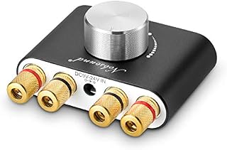Nobsound Mini wzmacniacz mocy Bluetooth; Hi-FI Digital Amp 2.0 Channel 50W × 2 z wejściem AUX/USB/Bluetooth; bezprzewodowy odbiornik audio; Karta dźwiękowa z kartą zasilającą (czarny)