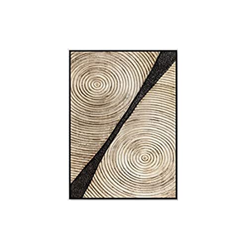 Art mural triptyque affiche abstrait anneaux annuels noir et or - 4