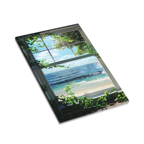 Decorative Switch Covers Plate Window Beach Seascape View Green Leaves 1 Gang No Device Single Blank Outlet Covers Wall Plate Cover Light Switch Plate Electrical Faceplate