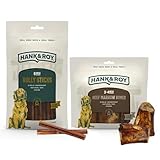 Hank & Roy All-Natural Beef Marrow Bones for Dogs + Dog Bully Sticks Bundle, 3 Beef Marrow Bones and 6 Bully Sticks, Long Lasting, Antibiotic and Hormone Free
