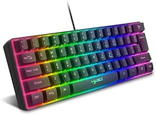 Przewodowa klawiatura 60% do gier, 61 klawiszy, przenośna, mini kompaktowa klawiatura z 11 chromowanymi podświetleniami RGB, pływające klawisze ABS, pełne klawisze anty-ghosting, klawiatura USB do biura / gier, mechaniczna do PC