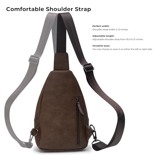 Image of Alldaily Large Sling Bag for Women Crossbody Purse Leather Fashionable Trendy Chest Bag for Travel, Fanny Pack (Chocolate)