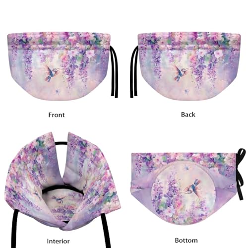 Image of Hummingbird Floral Print Tea Cozy for Teapot Insulated Thermal Tea Cozies Covers with Drawstring 6.1x6.1x6.9 Inch Teapot Insulation Cover, Kitchen Accessories, Purple
