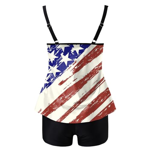Maiô feminino de 4 de julho, floral, duas peças, regata com shorts, Ofertas relâmpago branco, XXG
