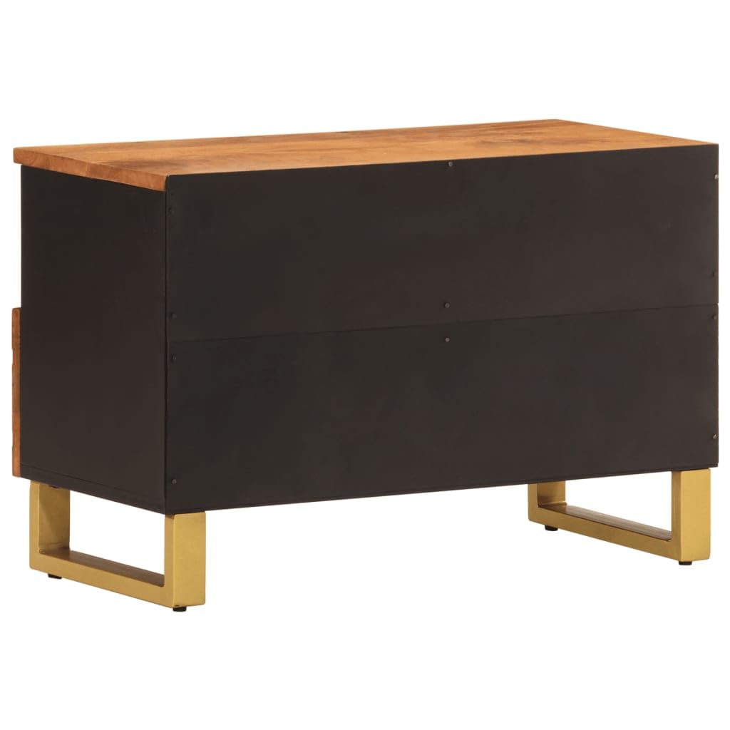 Stolik pod telewizor drewno mango brązowy czarny 70x33,5x46 cm, szafka pod telewizor, nowoczesna szafka do salonu, szafka pod telewizor, stół telewizyjny 356784
