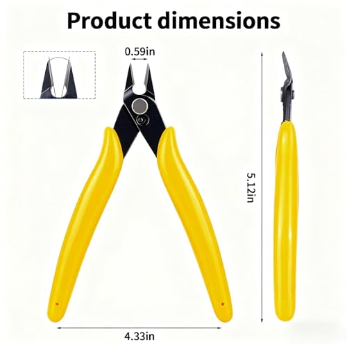 Image of Micro Wire Cutter 5-inch,Precision Flush Cut Nippers,Small Side Cutting Pliers for Jewelry,Electronics,3D Printing,Plastic Models,Yellow