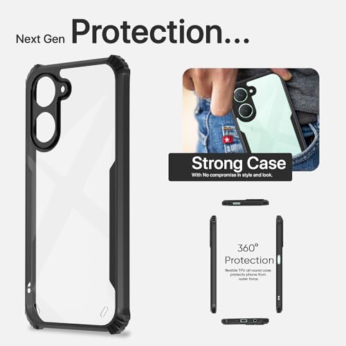 Image of Pikkme Back Cover | Crystal Clear Transparent Back | Full Camera Protection | Raised Edge | Bumper Back Case for Vivo Y03 4G (Black)