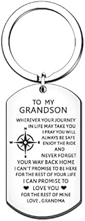 HULALA Grandson Keyring Key Rings Gifts From Grandma For Men Boys Birthday Christmas Wherever Your Journey In Life May Take You I Pray You Will Always Be Safe