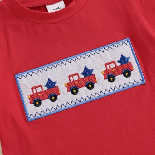 Image of 4th Of July Toddler Boy Outfit Popsicle American Flag T-Shirt and Gingham Plaid Shorts Set Independence Day Clothes
