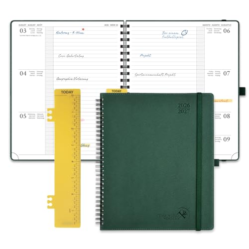 POPRUN Kalender 2026 2027 Spiralbuch Wochenplaner ca.A4(21,2 x 25,9cm)