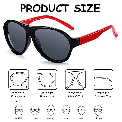 DUCO Polarized Kids Aviator Sunglasses for Boys Girls Flexible Toddler Shades UV Protection Age 3-5 K0113