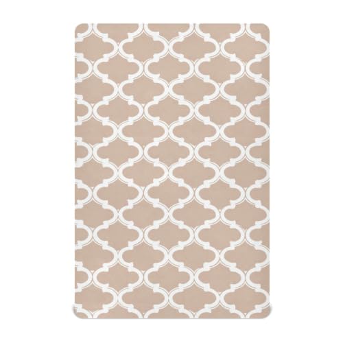Image of Crib Sheet Breathable Soft Crib Mattress Sheet for Baby Toddler Boys Girls Fitted Crib Sheet Fit Standard Crib Mattress 52 x 28 Inch White Blush Pink Quatrefoil