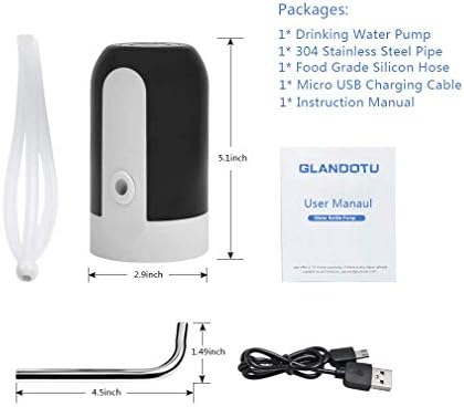 Electric Water Bottle Pump, USB Charging Automatic Drinking Water Dispenser, 30 Days Battery Life, Portable Water Bottle Switch for Universal 2-5 Gallon Bottle, For Home, Office, Travel, Camping,Black