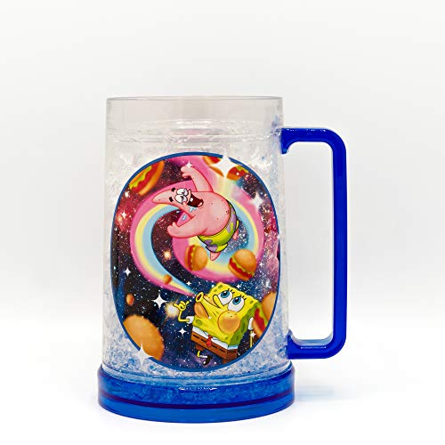 Image of Silver Buffalo SpongeBob and Patrick Space Burger Gel Plastic Stein, 16-Ounce Freeze Set, Multicolor
