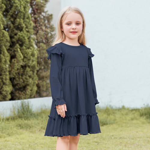 DREAM BUS Ruffle Long Sleeve Baby Girls Sweater Dress Holiday and Party Textured Toddler Fall Dress for 18M-6 Years4