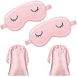 2 Pieces Cute Sleep Eye Masks for Kids Silk Sleep Eye Cover Cute Lightweight Adjustable Eyeshade...