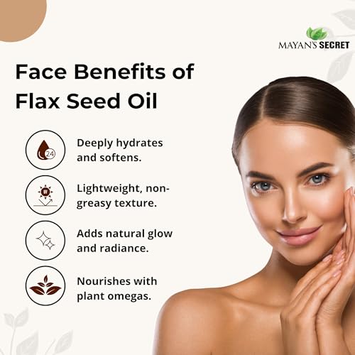 Mayan's Secret Pure Carrier and Essential Oils for Skin Care, Hair, Body Moisturizer for Face-Anti Aging Skin Care (Flax Seed Oil Organic, 4oz)