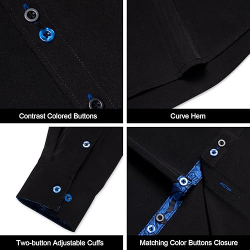 DiBanGu Men's Dress Shirt Long Sleeve Casual Button Down Shirts Regular Fit Inner Contrast Shirt for Business Party 5