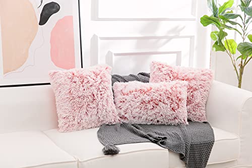 Image of Faux Fur Throw Pillow Covers for Couch Decorative Pillows 18x18 Inches
