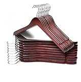 Premium Quality Solid Wooden Shirt Hangers (Cherry) Pack of 20