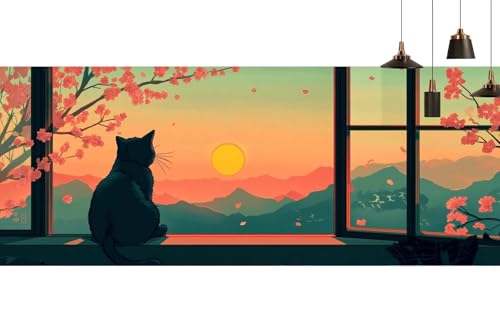 Broderie kit complet tableau strass diamant canvas chat japonais 30x90cm