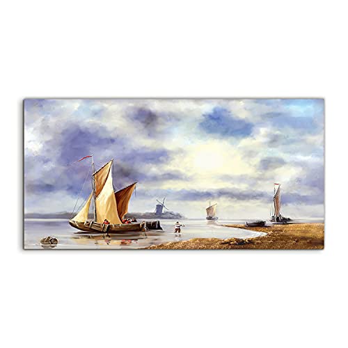 Image sur verre 140x70cm déco murale salon tableau mer paysage de pêcheur pour chambre