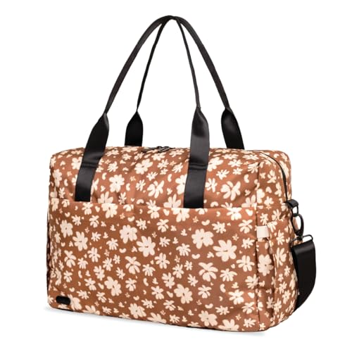 Image of Jadyn Austin Carry-On Travel Duffel Bag for Women, 18 inch Weekender Bag with Laptop Sleeve, Durable Material, and Trolley Sleeve, Ideal for Work, Gym, and Overnight Trips, Terracotta Blossom, 23L
