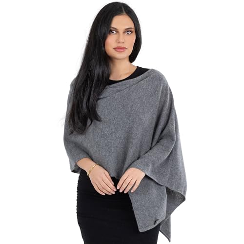 Image of Velanio Cashmere Poncho for Women - 100% Mongolian Wrap & Dress Topper