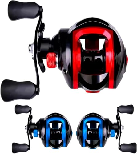 Carretilha Carretel Pesca 19+1 Rolamentos 7.2:1 (Vermelho, Mão direita)