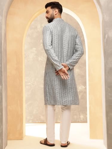 Image of SOJANYA (Since 1958 Men's Cotton Rayon Shiny Thread Sequinned Kurta Set