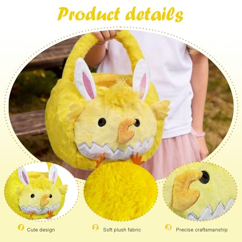 Image of 2026 Upgraded Plush Baskets EasterBasket, Easter Egg Hunt Buckets, EasterDecorations Indoor Outdoor, Cute Easter Giftsfor Kids, Adults, Teens, Toddlers, Girls(Yellow)