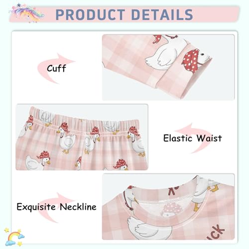 Pajama Sets Long Sleeve Duck Pattern with Hats Soft Comfy Sleepwear 2 Piece PJS 3-8T4