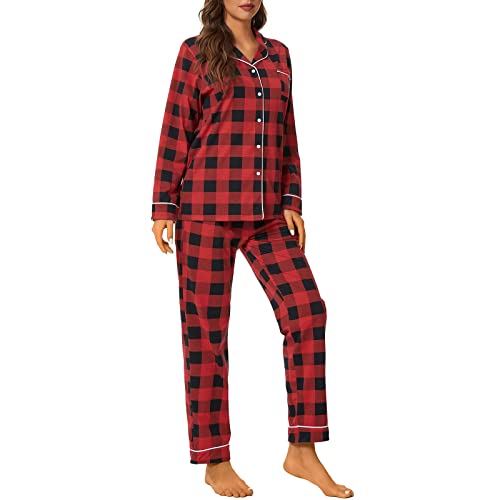 Image of Tugege Pajamas Set Long Sleeve Sleepwear Womens Button Down Nightwear Pj Sets