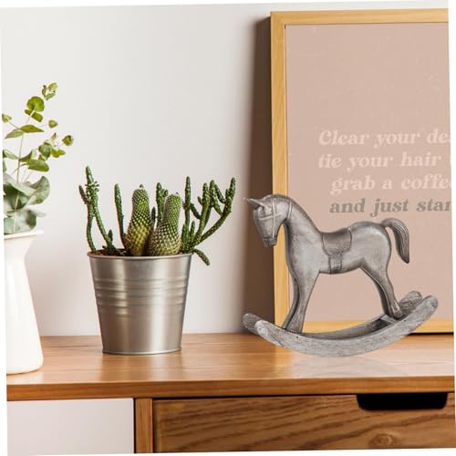 Cheval à bascule vintage en bois véritable, statue décorative d'étagère
