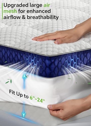 BEDELITE King Mattress Topper 3 Inch Thick Mattress Pad, Plush Pillow Top Bed Cover with Elastic Deep Pockets Up to 6-24 Inch for Pressure Relief, Shredded Memory Foam Filling - Thumbnail 4