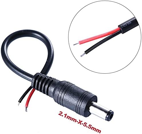 GTIWUNG 10Pcs 5.5 x 2.1mm 5A DC Power Jack Socket Threaded Female Mount Connector Adapter, DC Female Panel Mount Socket with Cable + 10Pcs 5.5 x 2.1mm DC Male Barrel Socket Jack Plug with Wires