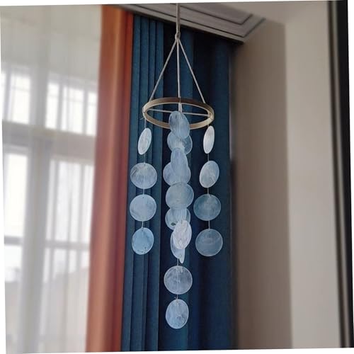 Campanas de Viento para Exteriores campanillas de Viento de Concha Costera de 29 Pulgadas con Sonidos claros campanillas de Viento náuticas fáciles de Colgar para Porche Patio Azul