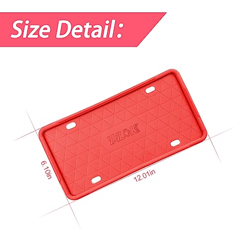 YALOK Silicone License Plate Frame with Drainage Holes, Universal US Car License Plate Bracket Holder. Rust-Proof, Rattle-Proof, Weather-Proof Car Accessories (Red/1PCS)