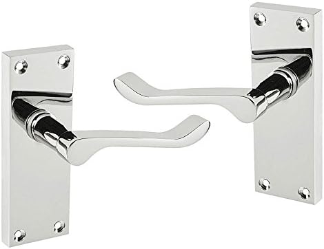 HANDLESTORE 5 Sets Victorian Scroll Lever Latch Door Handles – Polished Chrome Backplate Interior Handles