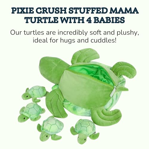 PixieCrush Turtle Stuffed Animals for Girls Ages 3-8 - Mommy Turtle with 4 Baby Turtles- Magical Turtle Pillow Plushie - Enchanting Cuddly Companions for Imaginative Play - Thumbnail 2