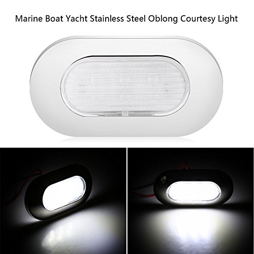 Luce di cortesia per barche, 73 * 38 * 10mm 12V DC Luce di coperta marina Luce di cortesia per barche a LED Luce di cortesia oblunga in acciaio inossidabile