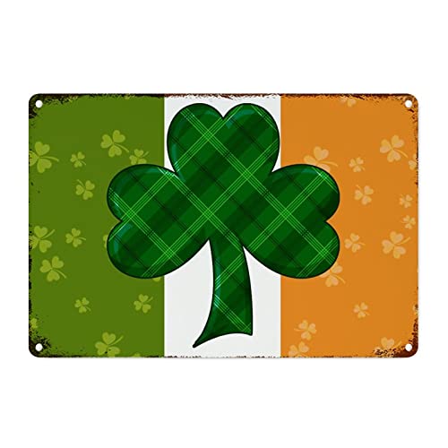 Plaque en métal trèfles de l'Irlande déco Saint Patrick verte 30x45 cm