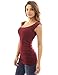 PattyBoutik Women Scoop Neck Ruched Tank Top (Burgundy Small)