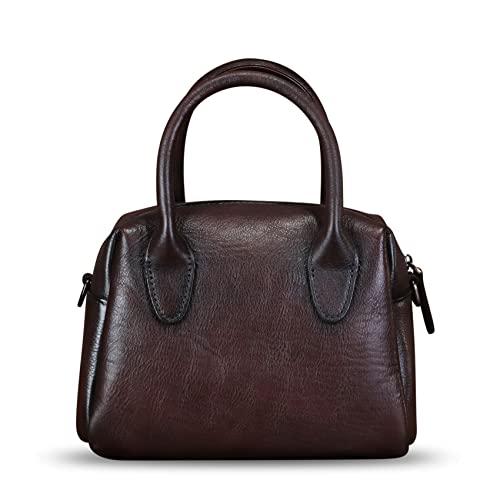 Image of Genuine Leather Handbag for Women Leather Top Handle Purse Retro Handmade Satchel Vintage Crossbody Hobo Bag