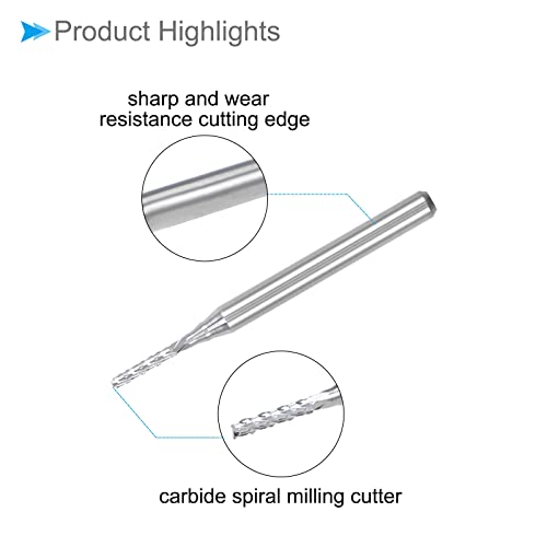 Image of Carbide End Mill Engraving Milling Bits, 1.3mm Bit Dia. 1 /8 inch Shank, CNC Cutting Router Bits Tool - (Applications: for PCB Machine), 10-Pieces