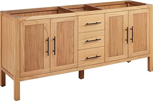 Signature Hardware 481857 Ayanna 72" Double Vanity Cabinet Only with Mindi Wood Cabinet - Less Vanity Top - Natural Mindi